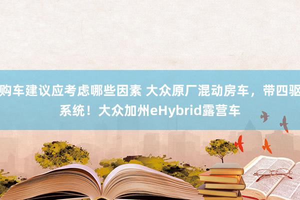 购车建议应考虑哪些因素 大众原厂混动房车，带四驱系统！大众加州eHybrid露营车