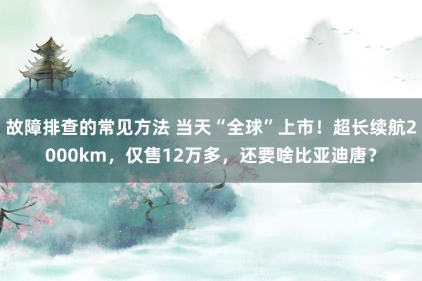 故障排查的常见方法 当天“全球”上市！超长续航2000km，仅售12万多，还要啥比亚迪唐？