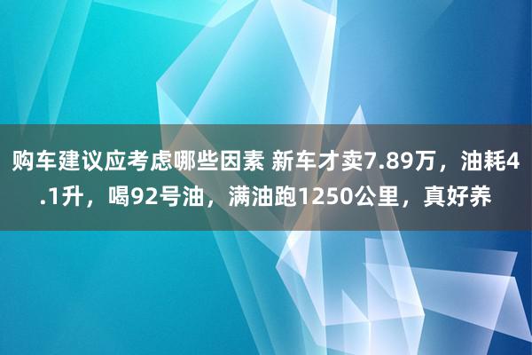 购车建议应考虑哪些因素 新车才卖7.89万，油耗4.1升，喝92号油，满油跑1250公里，真好养