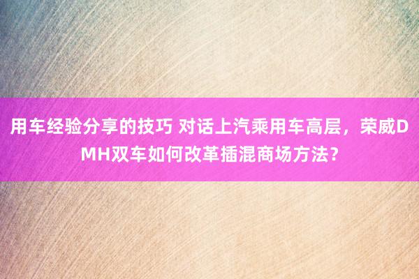 用车经验分享的技巧 对话上汽乘用车高层，荣威DMH双车如何改革插混商场方法？