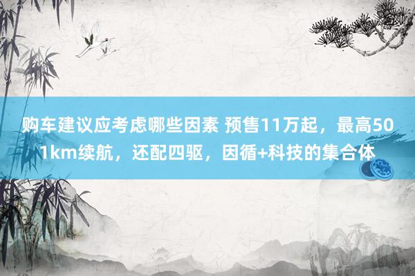 购车建议应考虑哪些因素 预售11万起，最高501km续航，还配四驱，因循+科技的集合体