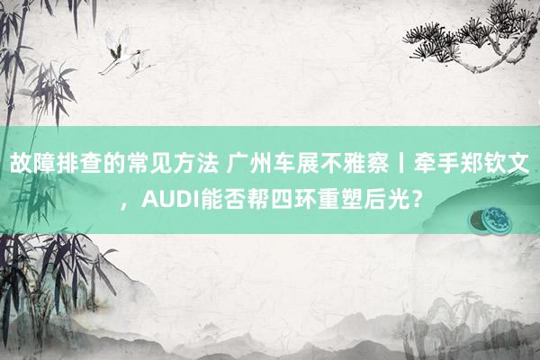 故障排查的常见方法 广州车展不雅察丨牵手郑钦文，AUDI能否帮四环重塑后光？