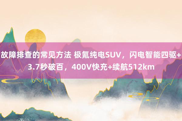 故障排查的常见方法 极氪纯电SUV，闪电智能四驱+3.7秒破百，400V快充+续航512km