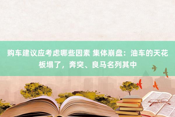 购车建议应考虑哪些因素 集体崩盘：油车的天花板塌了，奔突、良马名列其中