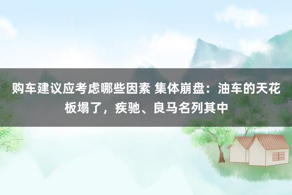 购车建议应考虑哪些因素 集体崩盘：油车的天花板塌了，疾驰、良马名列其中