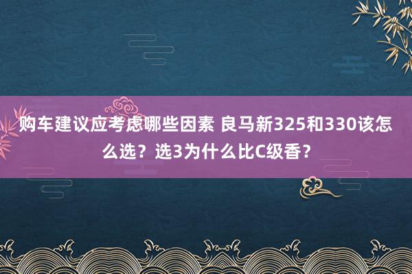 购车建议应考虑哪些因素 良马新325和330该怎么选？选3为什么比C级香？