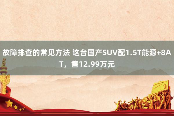 故障排查的常见方法 这台国产SUV配1.5T能源+8AT，售12.99万元