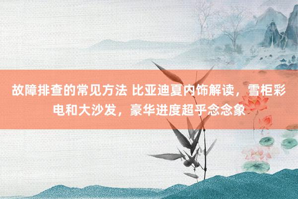 故障排查的常见方法 比亚迪夏内饰解读，雪柜彩电和大沙发，豪华进度超乎念念象