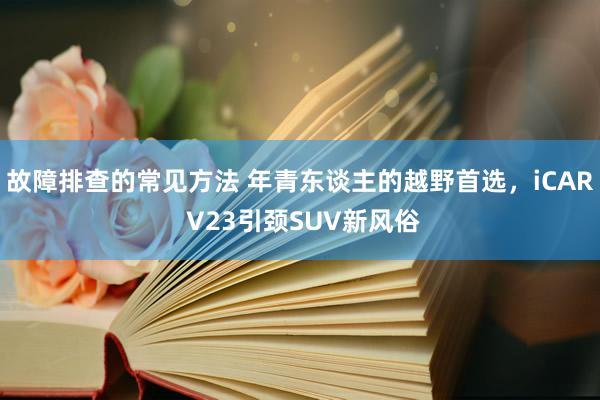 故障排查的常见方法 年青东谈主的越野首选，iCAR V23引颈SUV新风俗