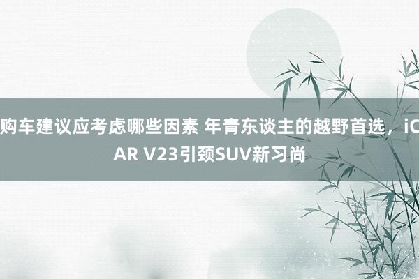 购车建议应考虑哪些因素 年青东谈主的越野首选，iCAR V23引颈SUV新习尚