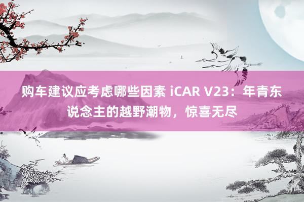 购车建议应考虑哪些因素 iCAR V23：年青东说念主的越野潮物，惊喜无尽