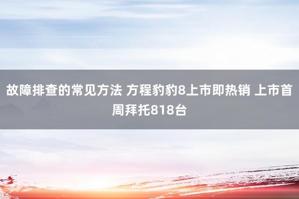 故障排查的常见方法 方程豹豹8上市即热销 上市首周拜托818台