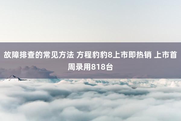 故障排查的常见方法 方程豹豹8上市即热销 上市首周录用818台