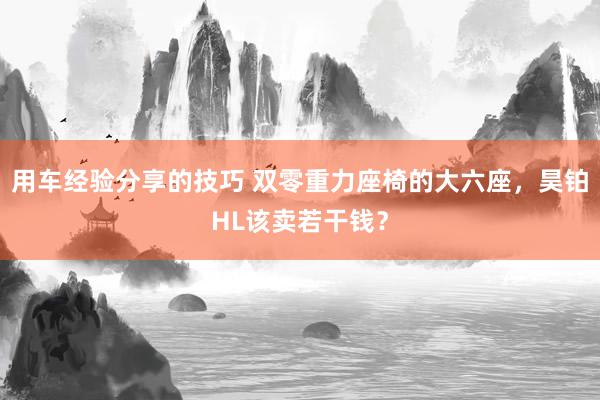 用车经验分享的技巧 双零重力座椅的大六座，昊铂HL该卖若干钱？