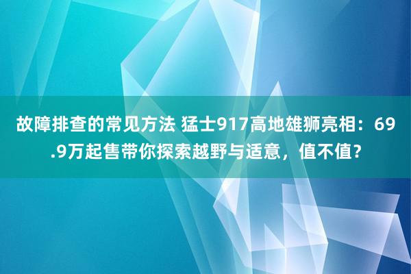 故障排查的常见方法 猛士917高地雄狮亮相：69.9万起售带你探索越野与适意，值不值？