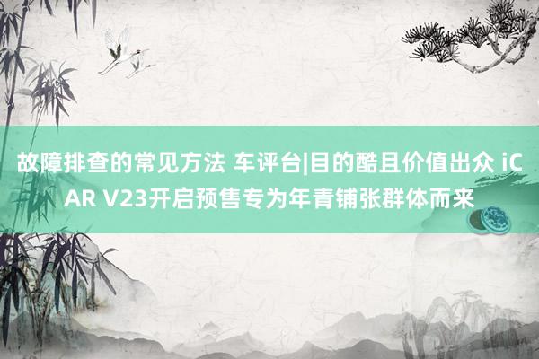 故障排查的常见方法 车评台|目的酷且价值出众 iCAR V23开启预售专为年青铺张群体而来