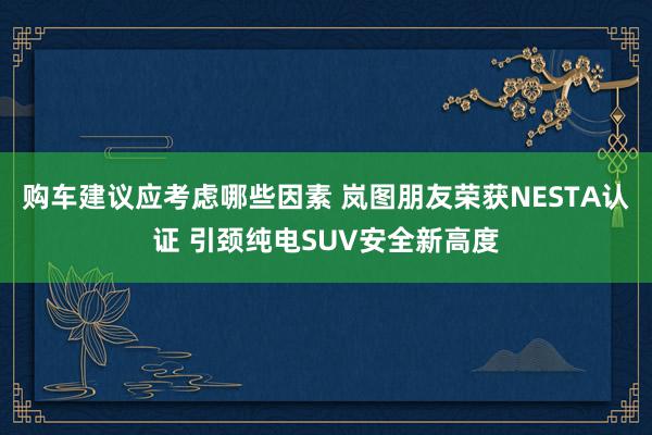 购车建议应考虑哪些因素 岚图朋友荣获NESTA认证 引颈纯电SUV安全新高度