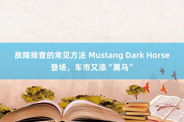 故障排查的常见方法 Mustang Dark Horse登场，车市又添“黑马”