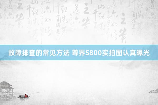 故障排查的常见方法 尊界S800实拍图认真曝光