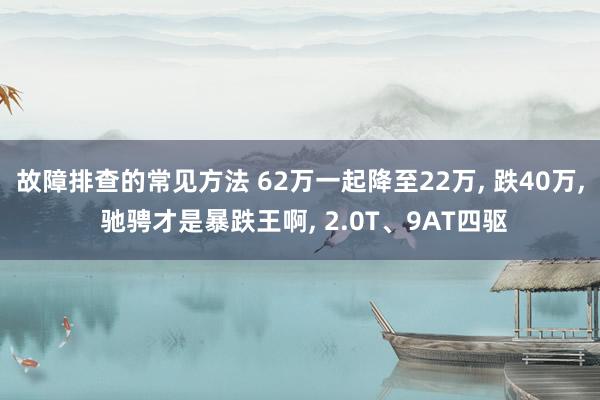 故障排查的常见方法 62万一起降至22万, 跌40万, 驰骋才是暴跌王啊, 2.0T、9AT四驱