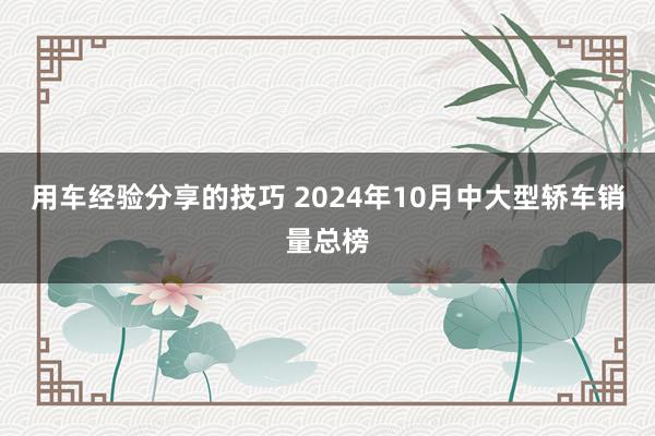 用车经验分享的技巧 2024年10月中大型轿车销量总榜