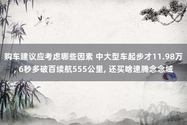 购车建议应考虑哪些因素 中大型车起步才11.98万, 6秒多破百续航555公里, 还买啥速腾念念域