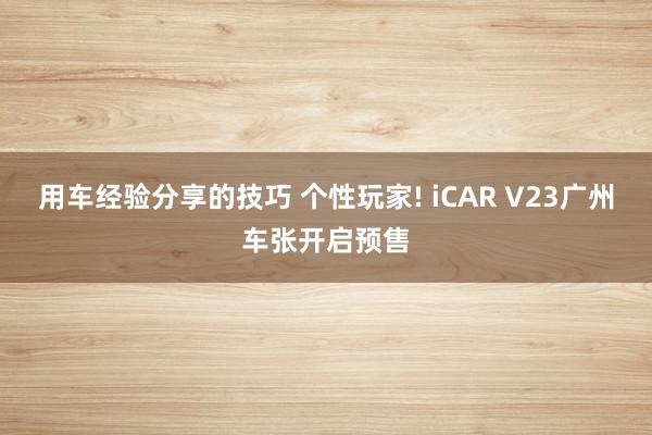 用车经验分享的技巧 个性玩家! iCAR V23广州车张开启预售