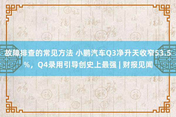 故障排查的常见方法 小鹏汽车Q3净升天收窄53.5%，Q4录用引导创史上最强 | 财报见闻