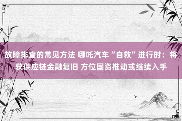 故障排查的常见方法 哪吒汽车“自救”进行时：将获供应链金融复旧 方位国资推动或继续入手