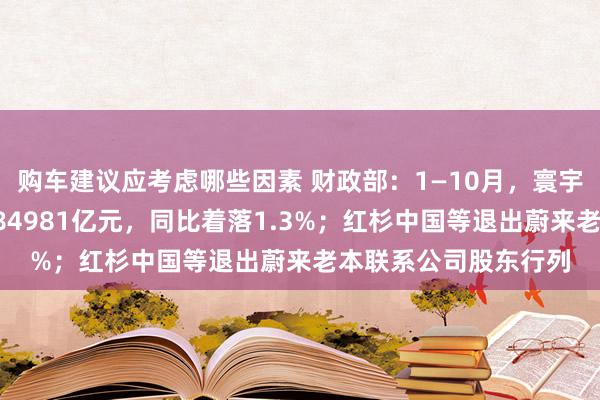 购车建议应考虑哪些因素 财政部：1—10月，寰宇一般大家预算收入184981亿元，同比着落1.3%；红杉中国等退出蔚来老本联系公司股东行列