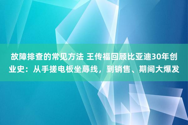 故障排查的常见方法 王传福回顾比亚迪30年创业史：从手搓电板坐蓐线，到销售、期间大爆发