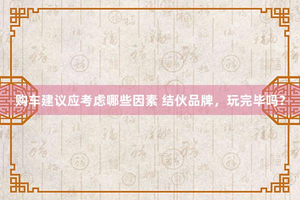 购车建议应考虑哪些因素 结伙品牌，玩完毕吗？