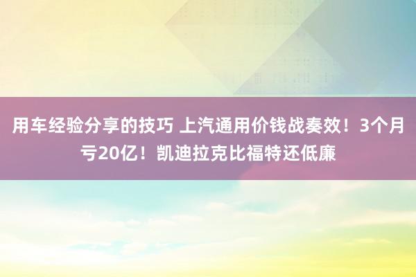 用车经验分享的技巧 上汽通用价钱战奏效！3个月亏20亿！凯迪拉克比福特还低廉