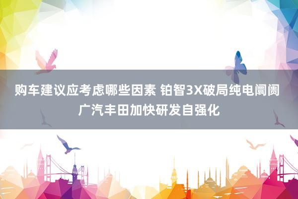 购车建议应考虑哪些因素 铂智3X破局纯电阛阓 广汽丰田加快研发自强化