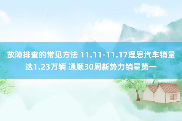 故障排查的常见方法 11.11-11.17理思汽车销量达1.23万辆 通顺30周新势力销量第一