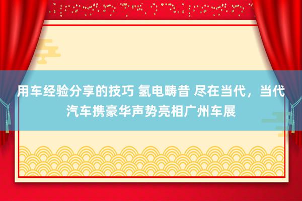 用车经验分享的技巧 氢电畴昔 尽在当代，当代汽车携豪华声势亮相广州车展